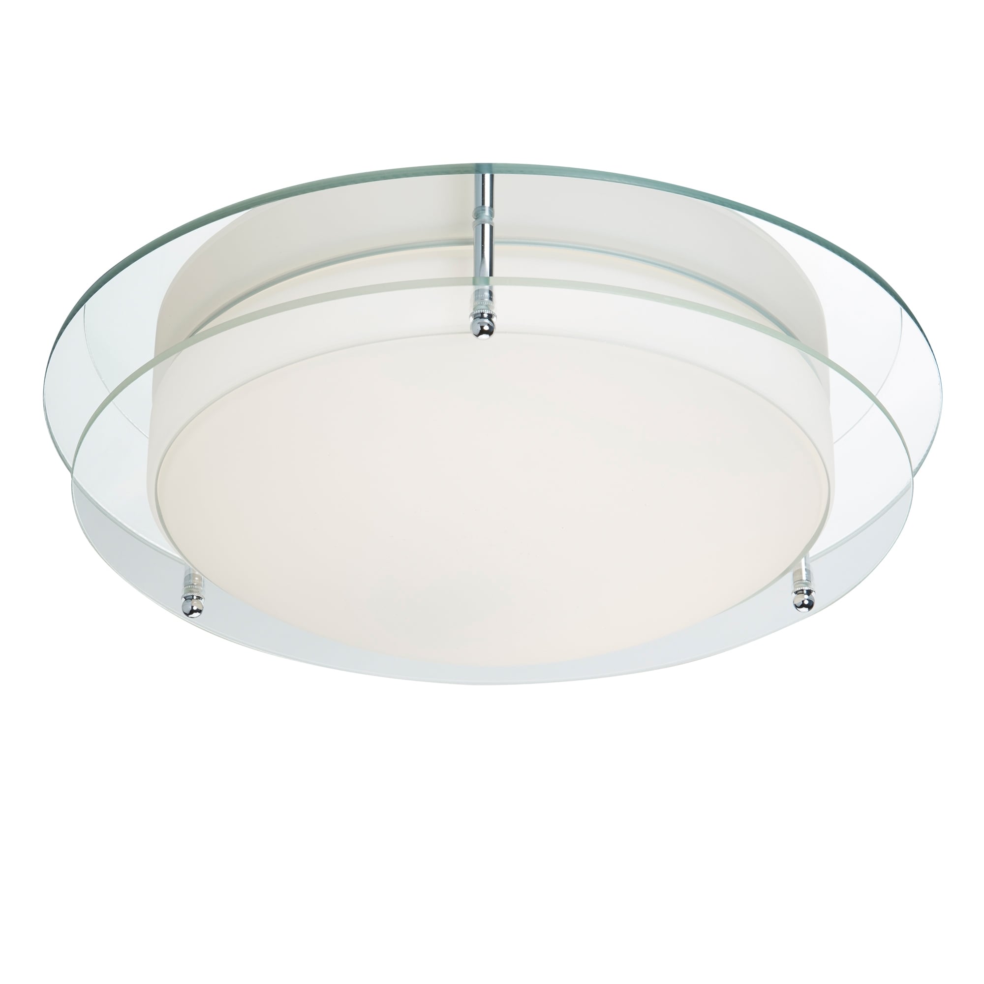 Bathroom LED Flush Ceiling Light In Chrome Finish With Glass Edging 8803-36CC