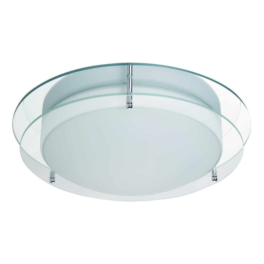 Bathroom LED Flush Ceiling Light In Chrome Finish With Glass Edging 8803-36CC