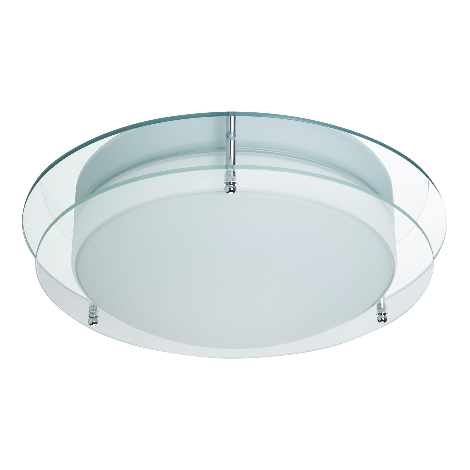 Bathroom LED Flush Ceiling Light In Chrome Finish With Glass Edging 8803-36CC