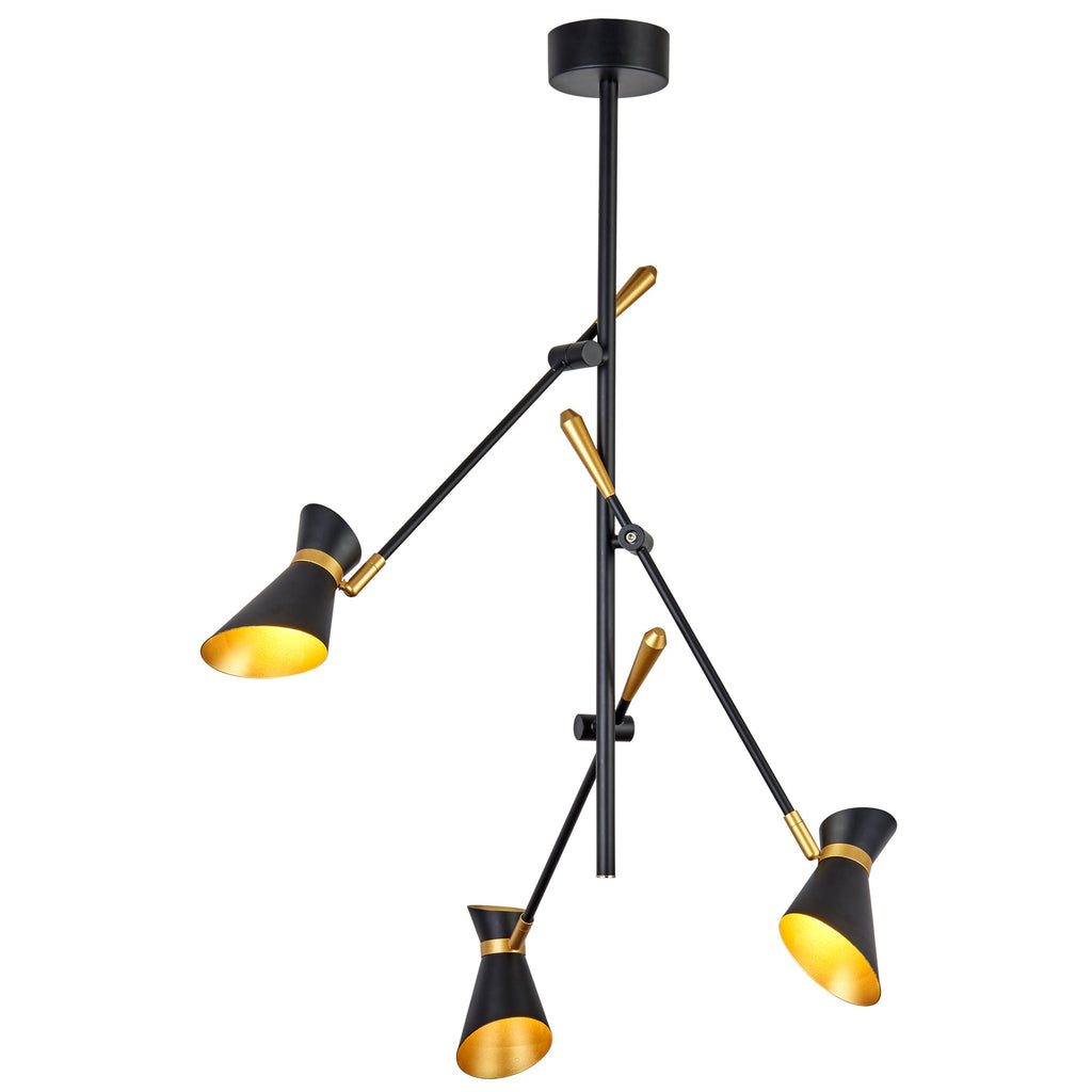 Diablo Modern 3 Light Ceiling Pendant In Black And Gold Finish 5943-3BG