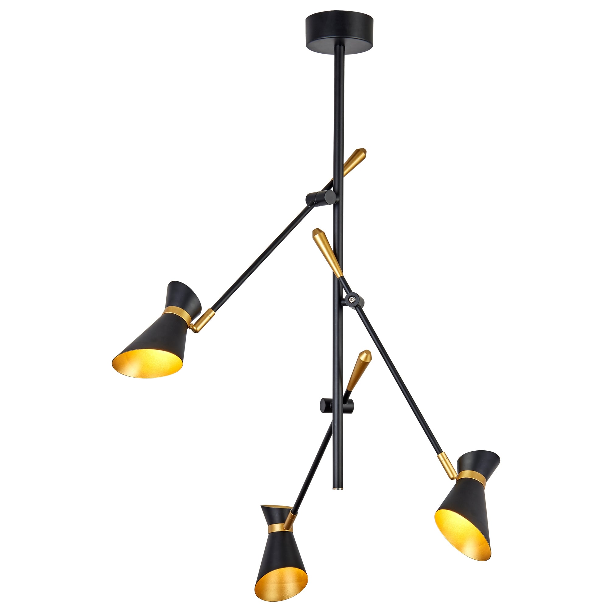 Diablo Modern 3 Light Ceiling Pendant In Black And Gold Finish 5943-3BG