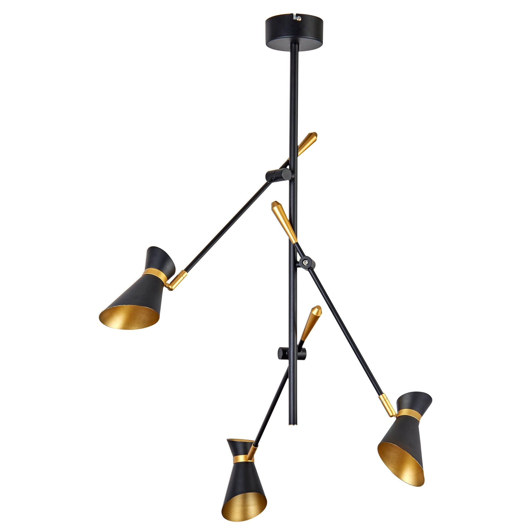 Diablo Modern 3 Light Ceiling Pendant In Black And Gold Finish 5943-3BG