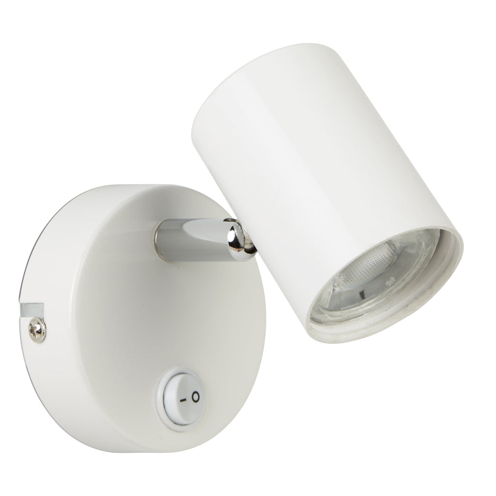 Rollo Modern LED Cylinder Head Wall Spotlight In White Finish 3171WH