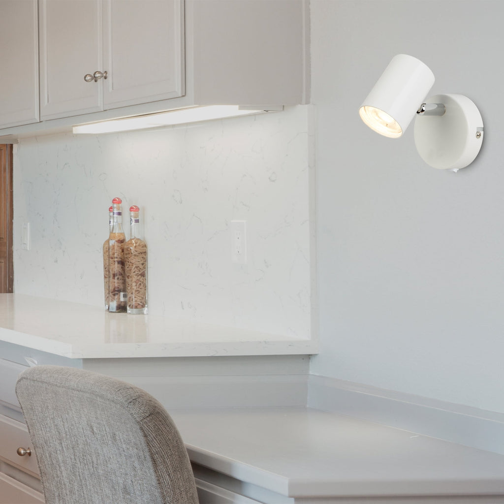 Rollo Modern LED Cylinder Head Wall Spotlight In White Finish 3171WH