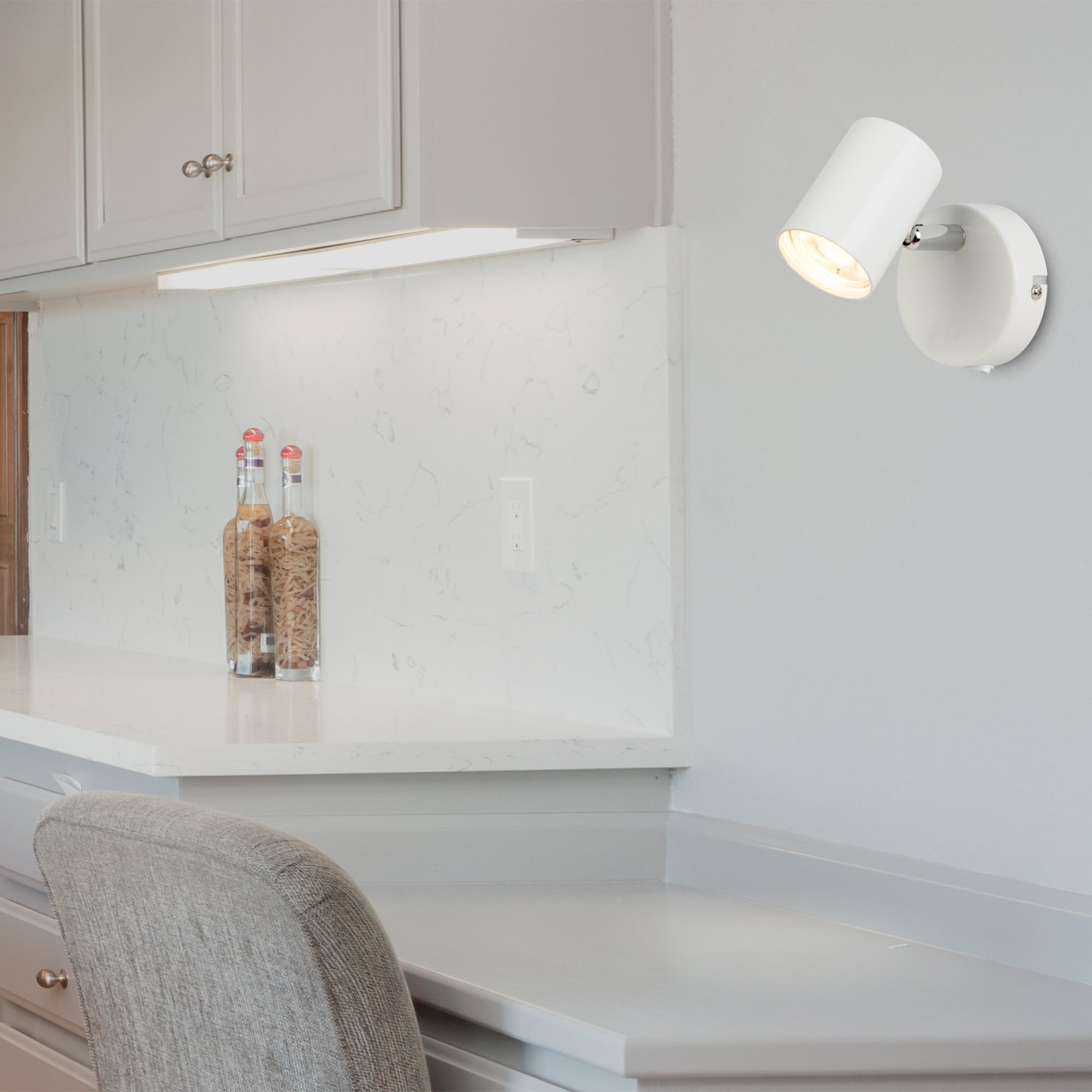 Rollo Modern LED Cylinder Head Wall Spotlight In White Finish 3171WH