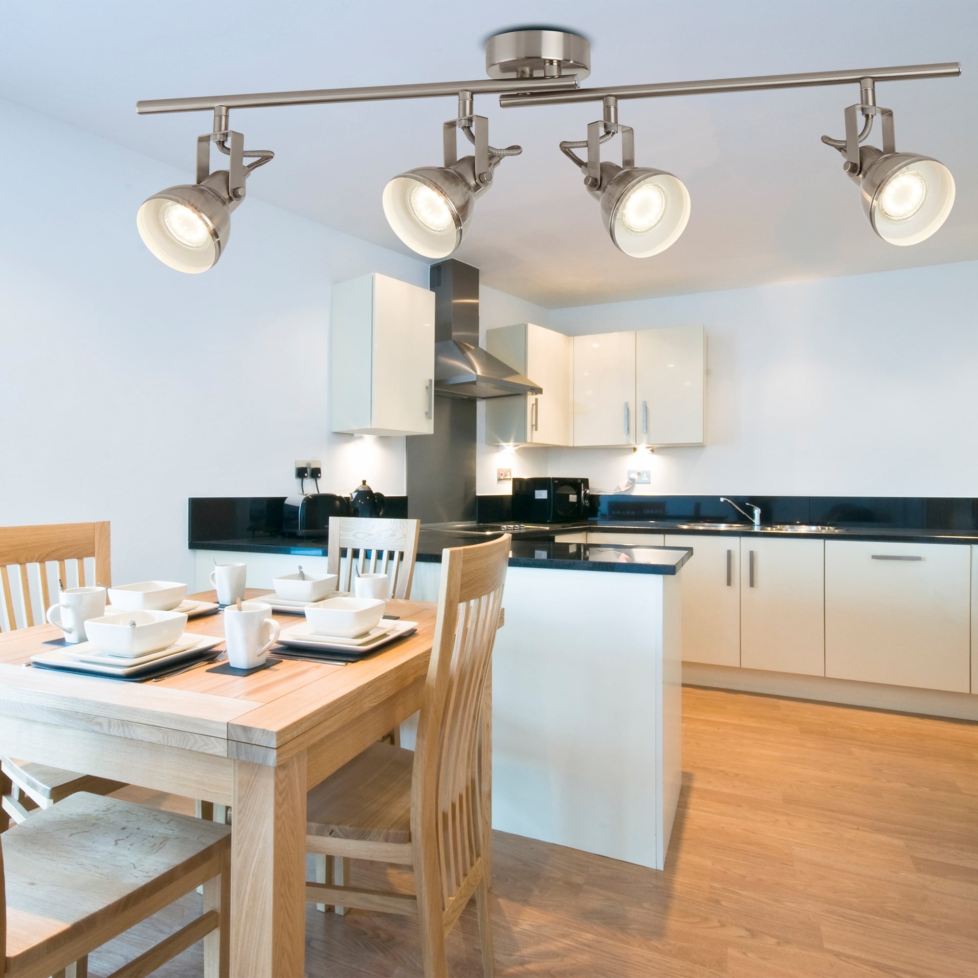 Focus 4 Light Ceiling Bar Spotlight In Satin Silver Finish 1544SS