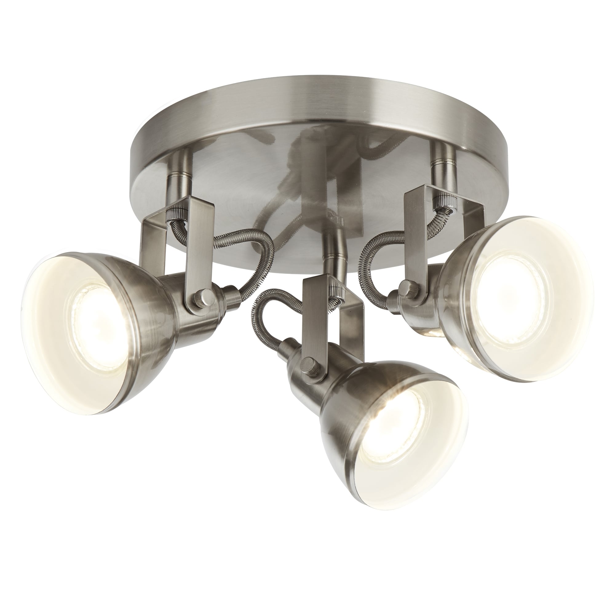 Focus 3 Light Ceiling Plate Spotlight In Satin Silver Finish 1543SS