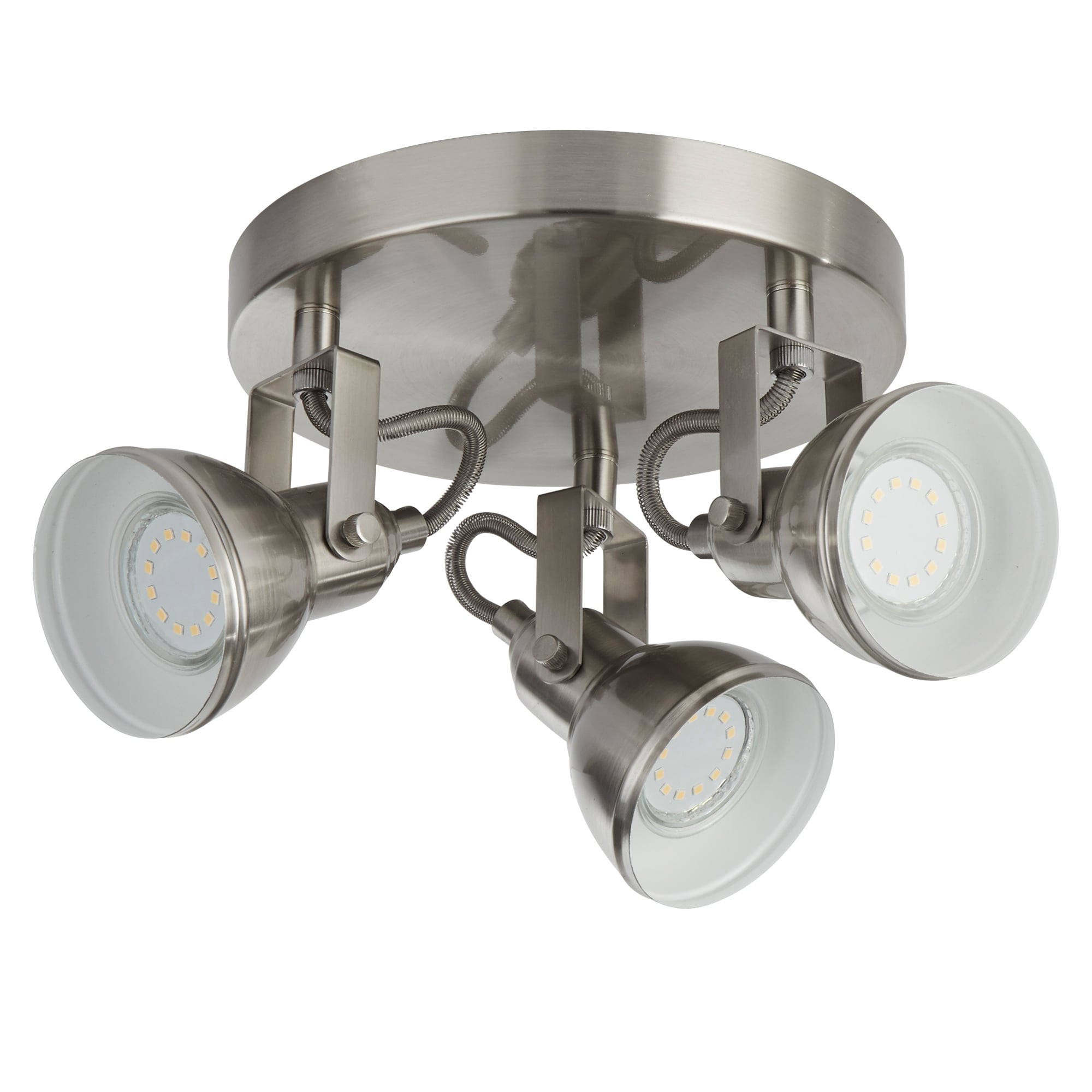 Focus 3 Light Ceiling Plate Spotlight In Satin Silver Finish 1543SS
