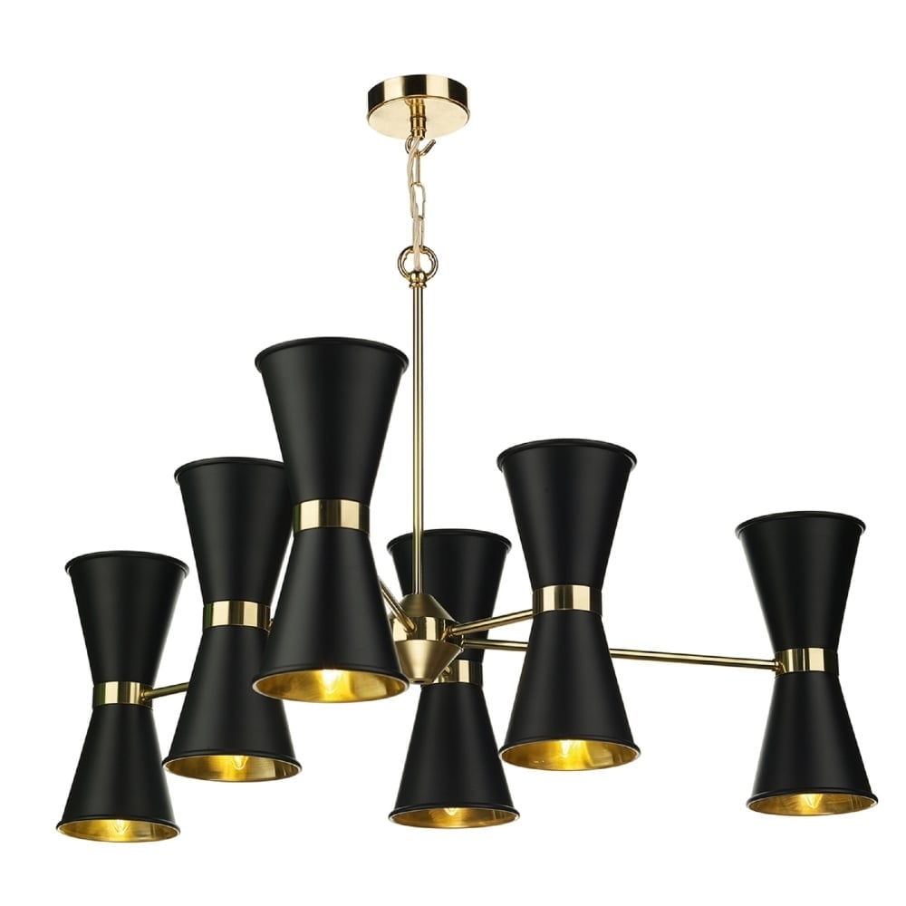 Hyde Modern 12 Light Ceiling Pendant In Black And Polished Brass Finish HYD1222