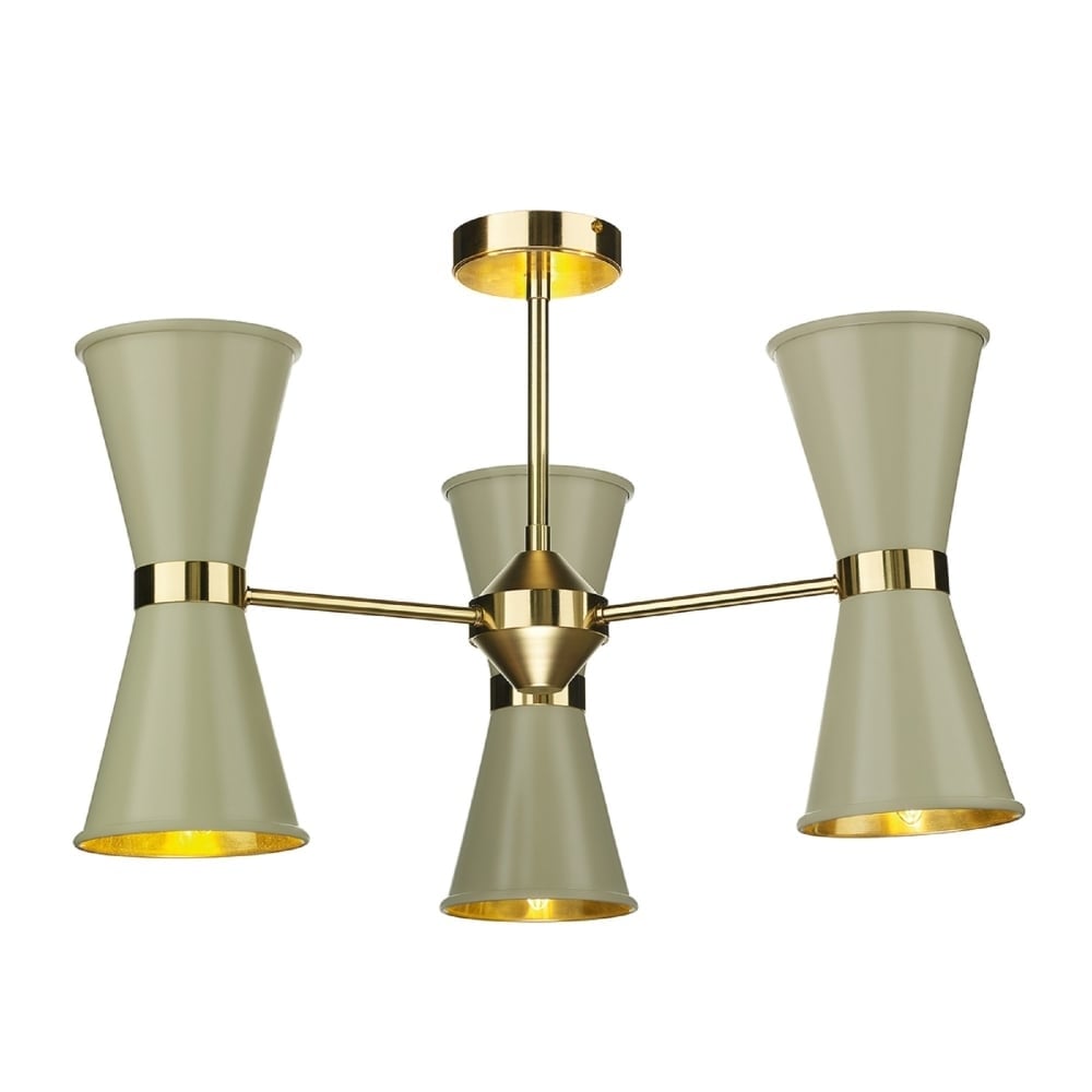 Hyde Modern 6 Light Ceiling Pendant In Pebble And Polished Brass Finish HYD062