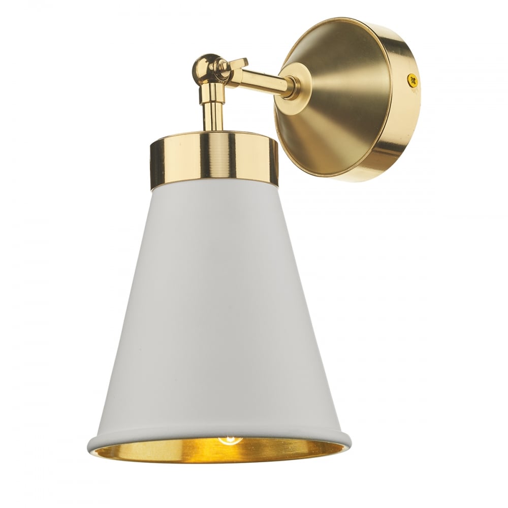 Hyde Modern Single Wall Light In Acrylic White And Polished Brass Finish HYD07