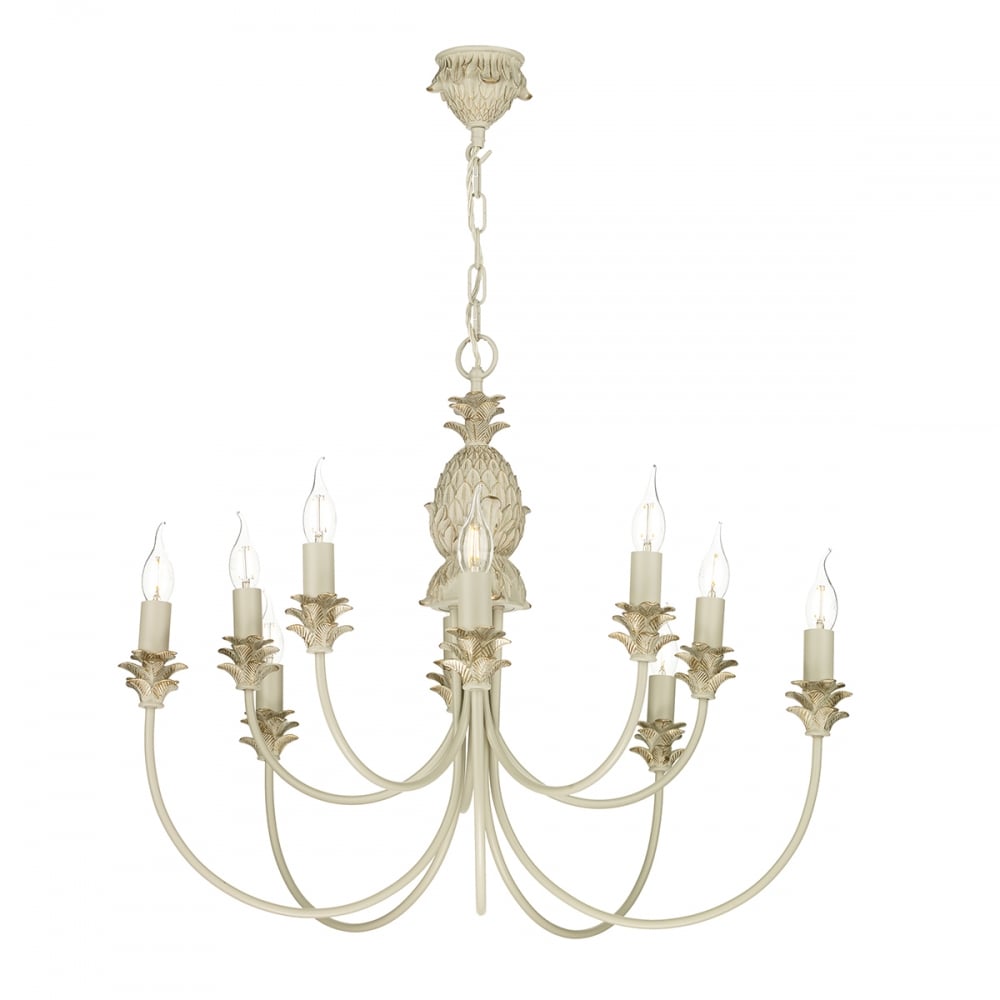 Cabana Contemporary 10 Light Ceiling Pendant In Cream And Gold Finish CAB2312