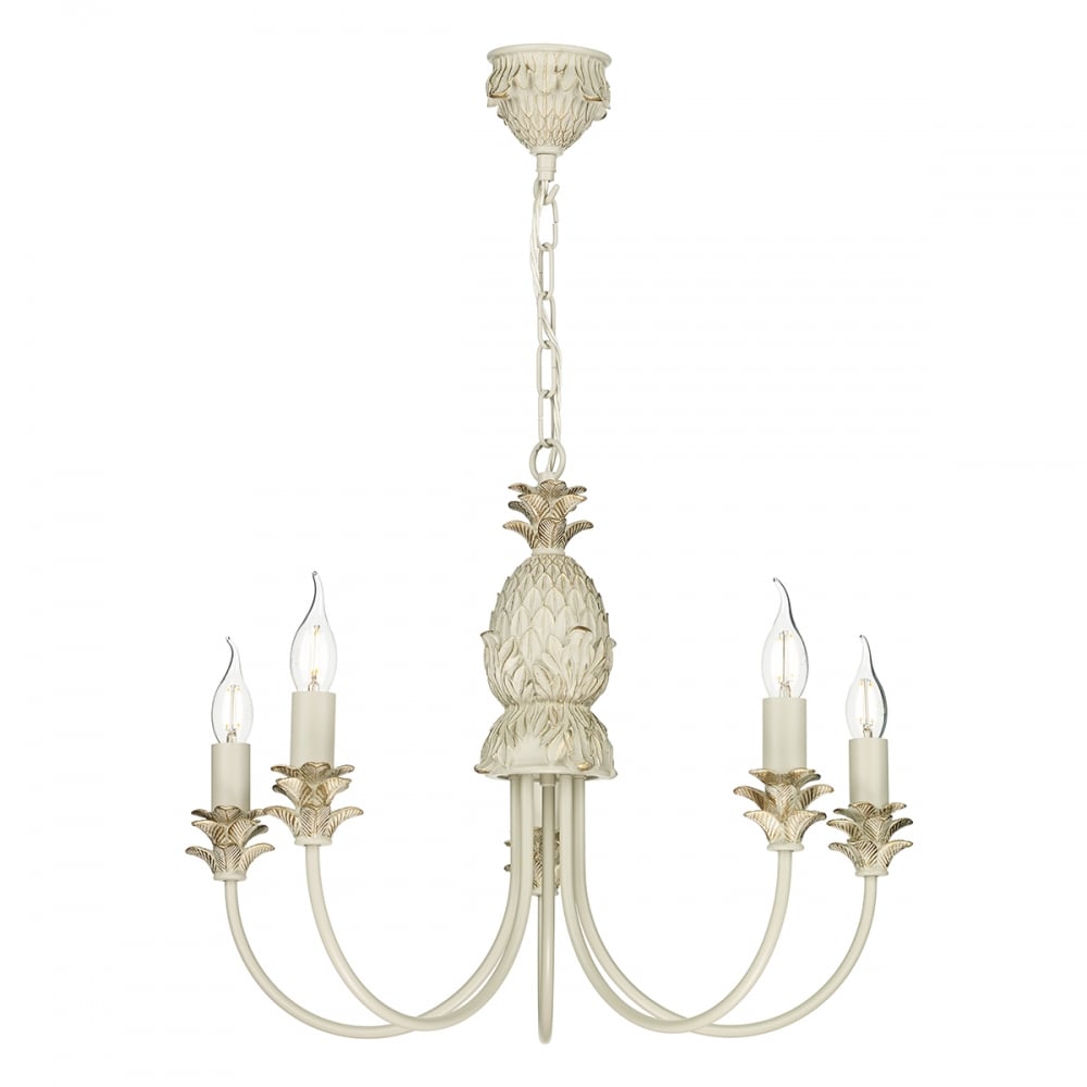 Cabana Contemporary 5 Light Ceiling Pendant In Cream And Gold Finish CAB0512