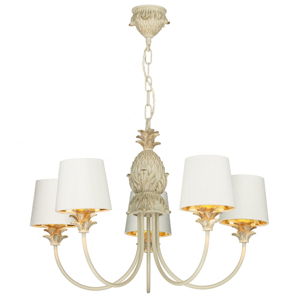 Cabana Contemporary 5 Light Ceiling Pendant In Cream And Gold Finish CAB0512