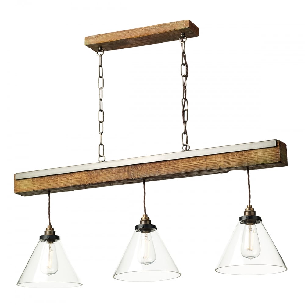 Aspen Vintage Wooden Ceiling Pendant Light With Glass Shades ASP0329