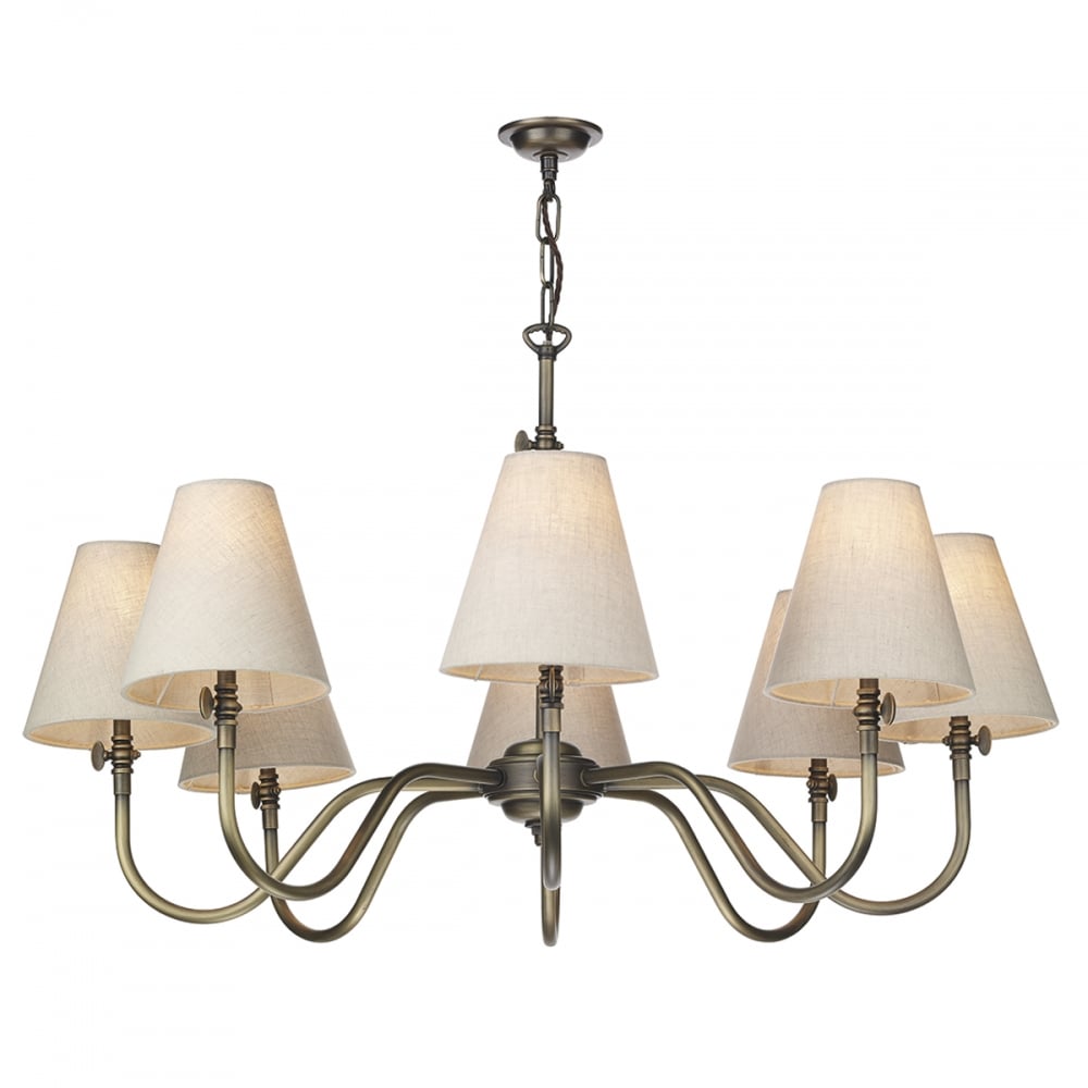 Hicks 8 Light Ceiling Pendant Fitting In Antique Brass HIC0875