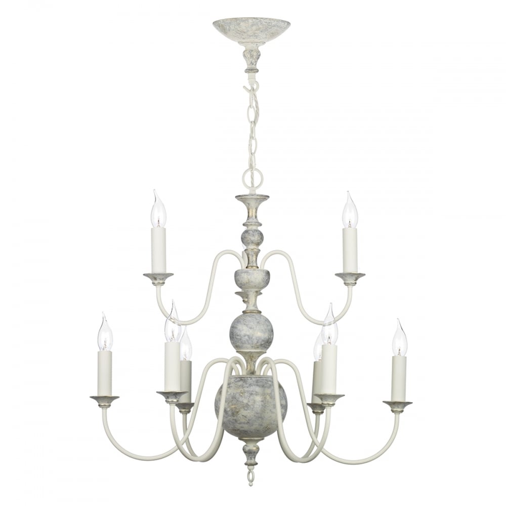 Flemish 9 Light Ceiling Pendant In Grey And Gold Finish FLE1312