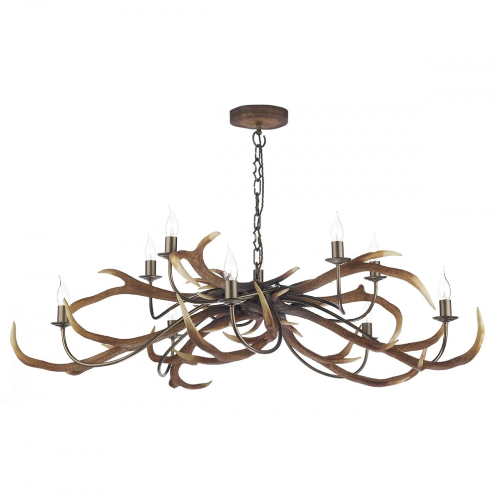 Antler 10 Light Ceiling Pendant Light In Highland Rustic Finish STA2329