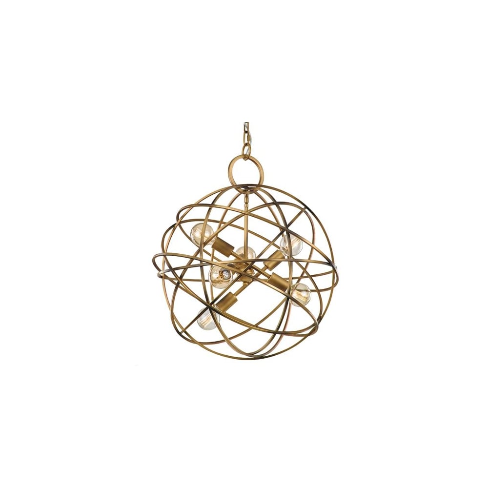 Orbit Medium Ceiling Pendant Light In Matt Gold Ironwork Finish F2366/6