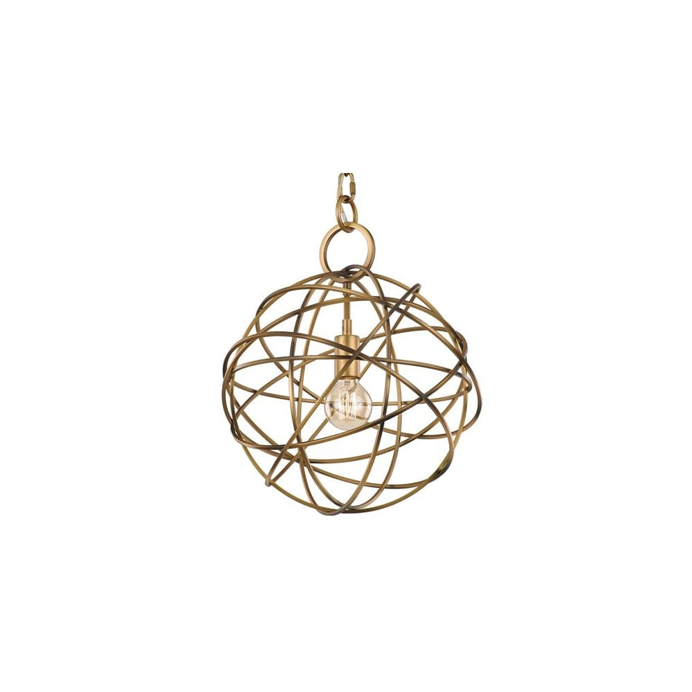 Orbit Small Ceiling Pendant Light In Matt Gold Ironwork Finish F2366/1