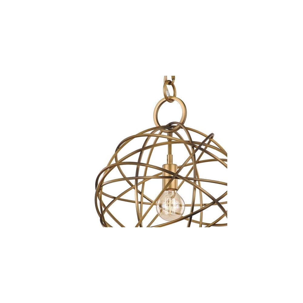 Orbit Small Ceiling Pendant Light In Matt Gold Ironwork Finish F2366/1