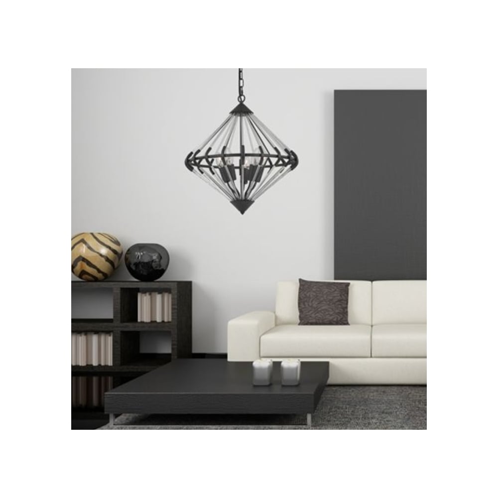 Large Ceiling Pendant Light In Antique Ironwork Finish F2363/5