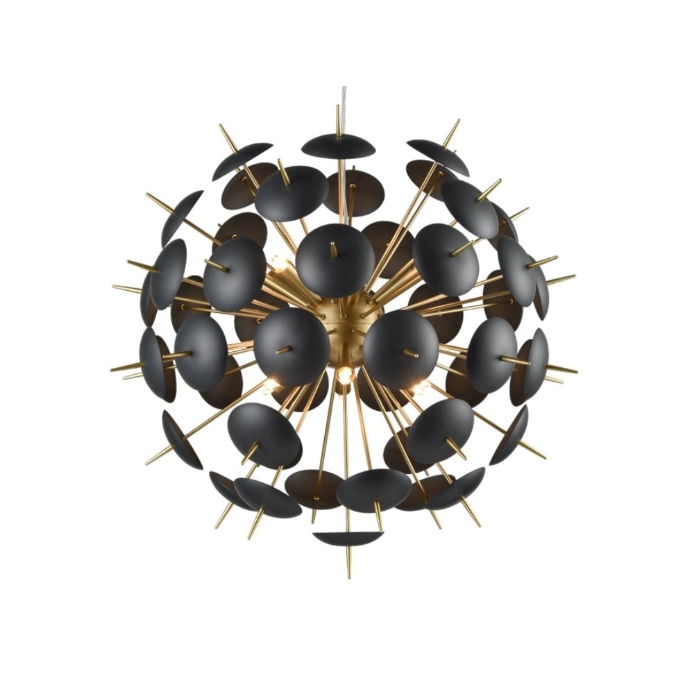 Modern LED Large Ceiling Pendant Light In Matt Black And Gold Finish F2386-12