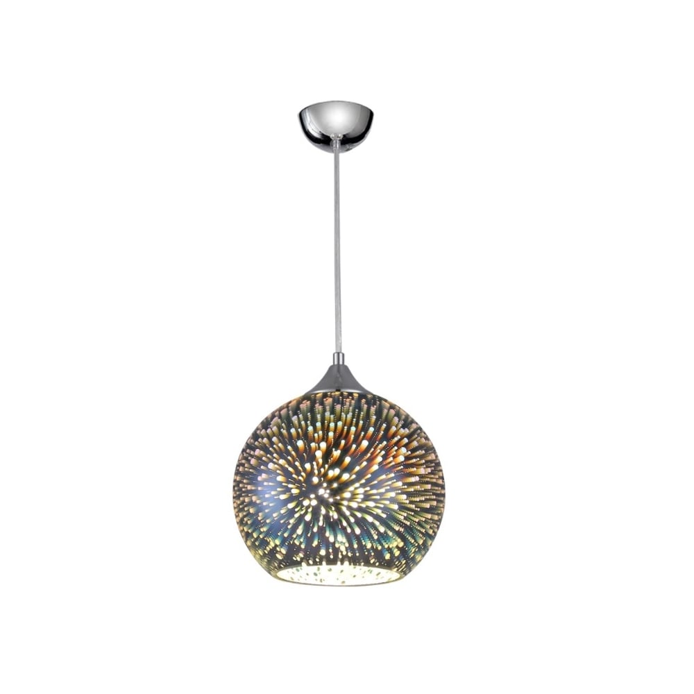 3D Effect Medium Ceiling Pendant Light In Silver And Chrome Finish SUS127