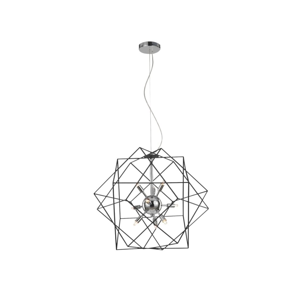 Ceiling Pendant Light In Chrome And Ironwork Finish F2373-9