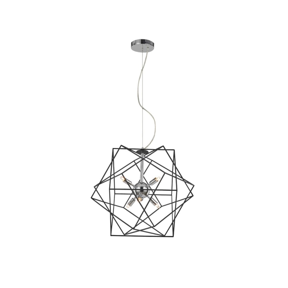 Ceiling Pendant Light In Chrome And Ironwork Finish F2373-6