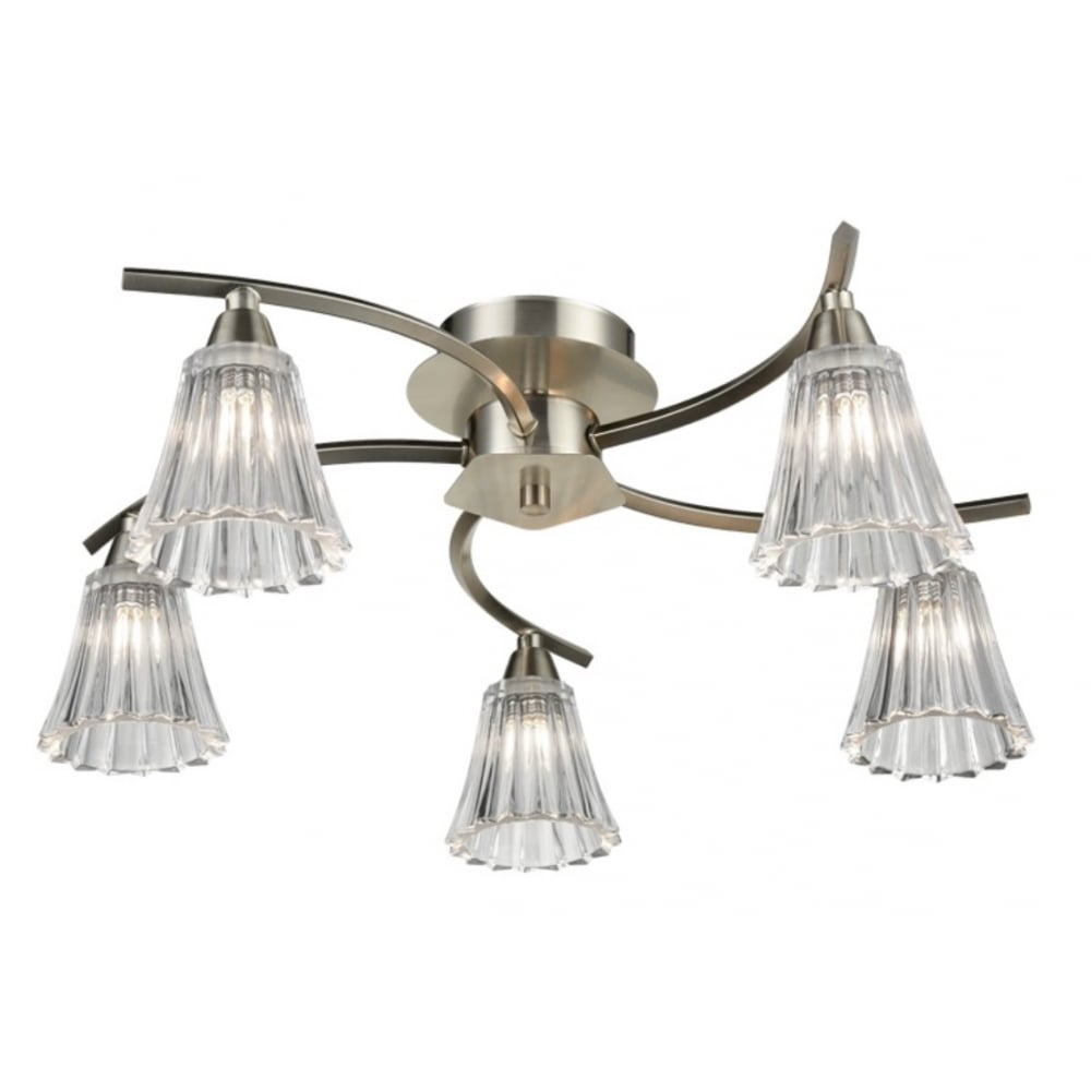 5 Light Semi Flush Ceiling Light In Satin Nickel Finish F2376-5