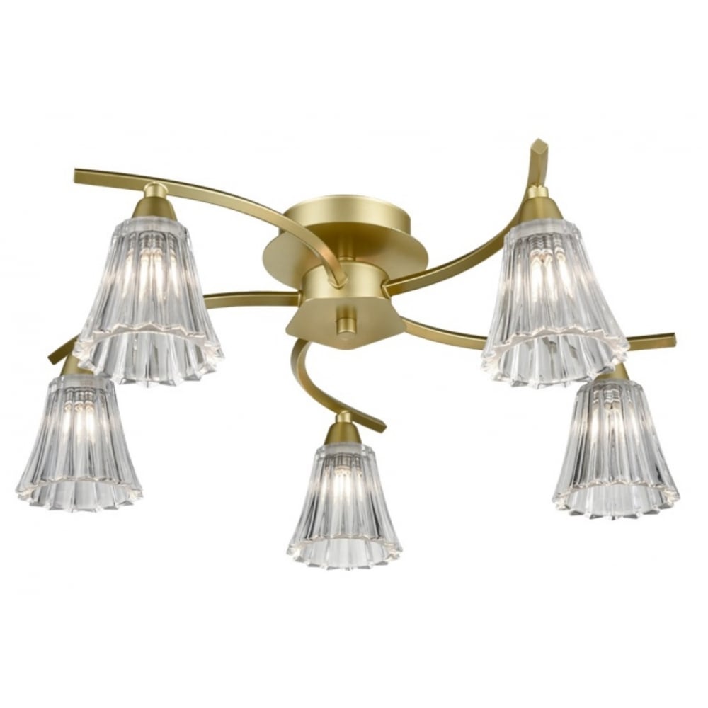 5 Light Semi Flush Ceiling Light In Matt Gold Finish FL2377-5