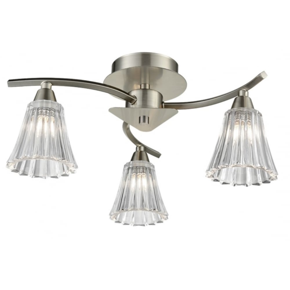 3 Light Semi Flush Ceiling Light In Satin Nickel Finish F2376-3