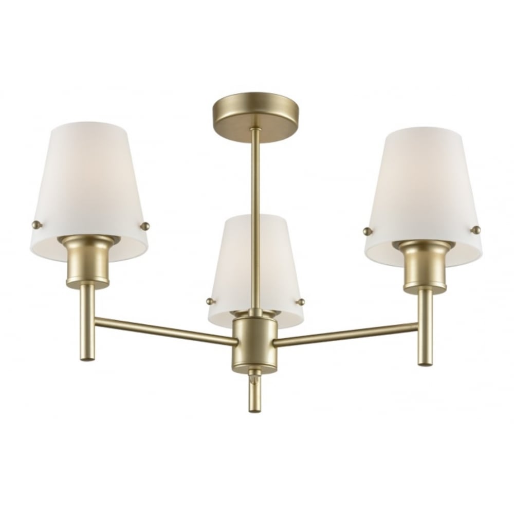 3 Light Semi Flush In Chrome Finish With Opal Glass Shades FL2126/3/991