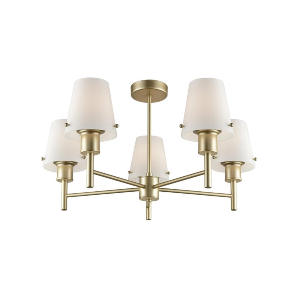 5 Light Semi Flush In Chrome Finish With Opal Glass Shades FL2126/5/991