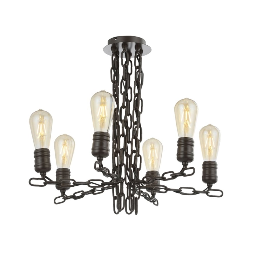 Modern 6 Light Multi Arm Ceiling Fitting In Antique Ironwork Finish FL2364/6