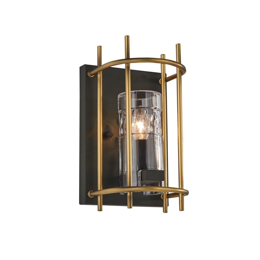 Bistro Stylish Single Wall Light In Antique Ironwork And Matt Gold Finish F2367/1