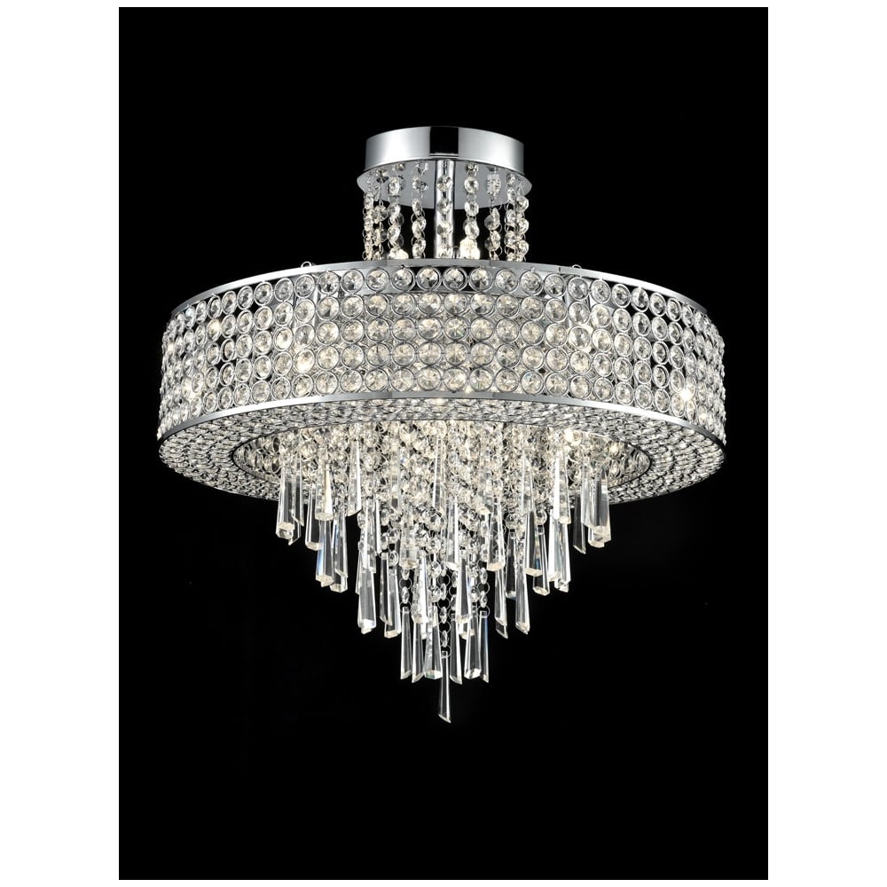 Stunning 12 Light Crystal Semi Flush Ceiling Light In Polished Chrome Finish FL2381-12