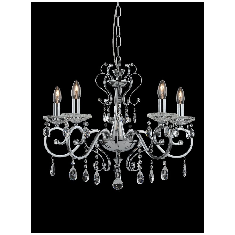 Stunning 5 Light Crystal Ceiling Pendant In Polished Chrome Finish FL2372-5