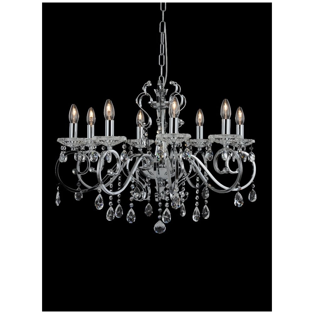 Stunning 8 Light Crystal Ceiling Pendant In Polished Chrome Finish F2372-8