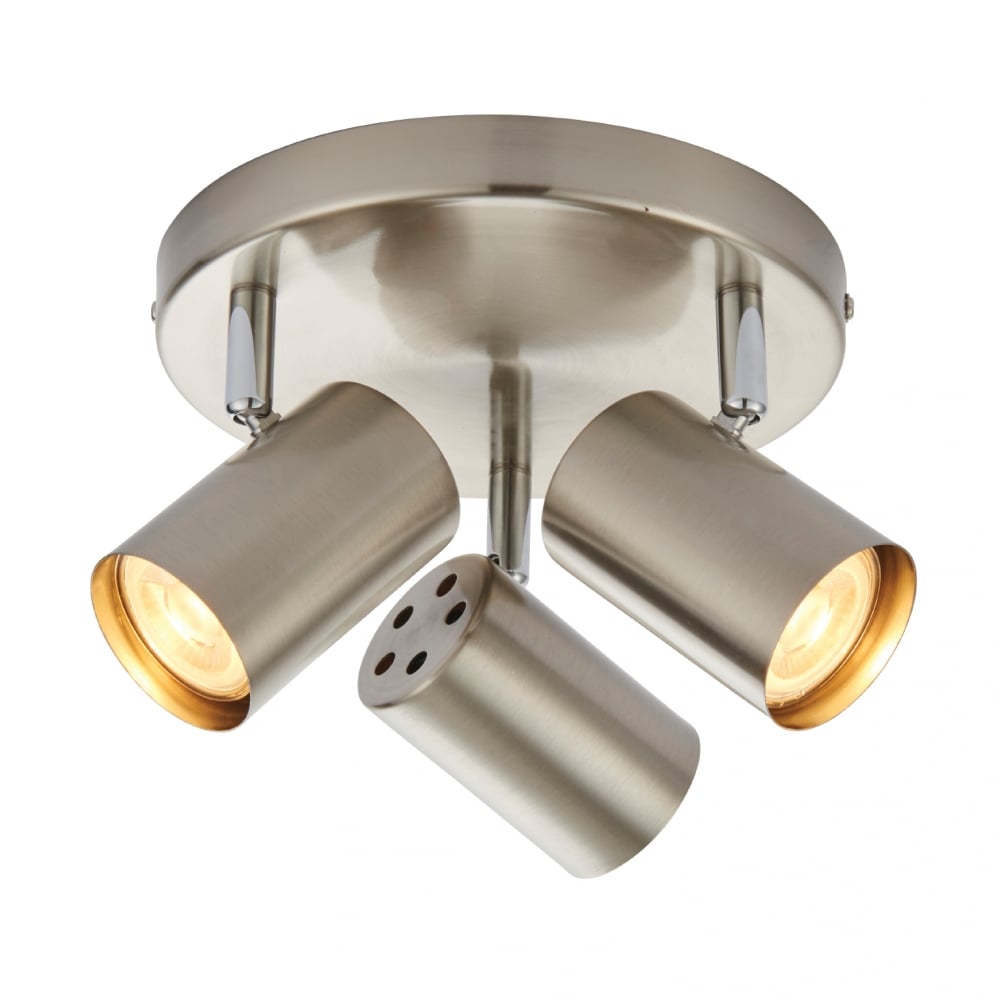 Arezzo 3 Light Ceiling Plate Spotlight In Satin And Polished Chrome Finish 73688