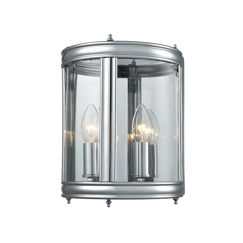 Traditional Half Lantern In Chrome Finish With Clear Glass Panels WB1003