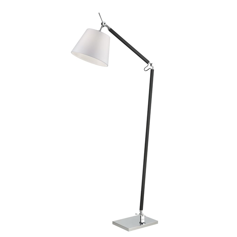 Elegant Adjustable Foor Lamp In Chrome And Black Finish With Off White Shade S230