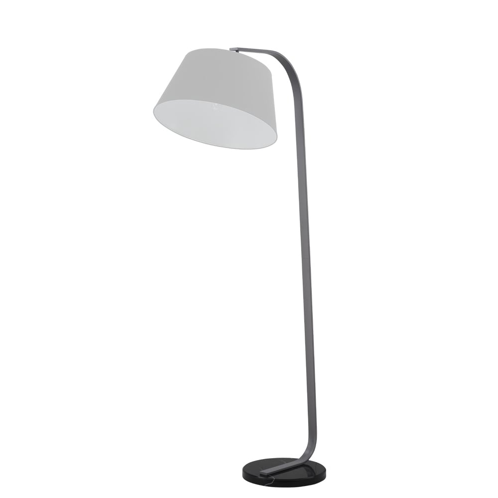 Modern Foor Lamp With Marble Base And Silver Grey Shade S228/1172