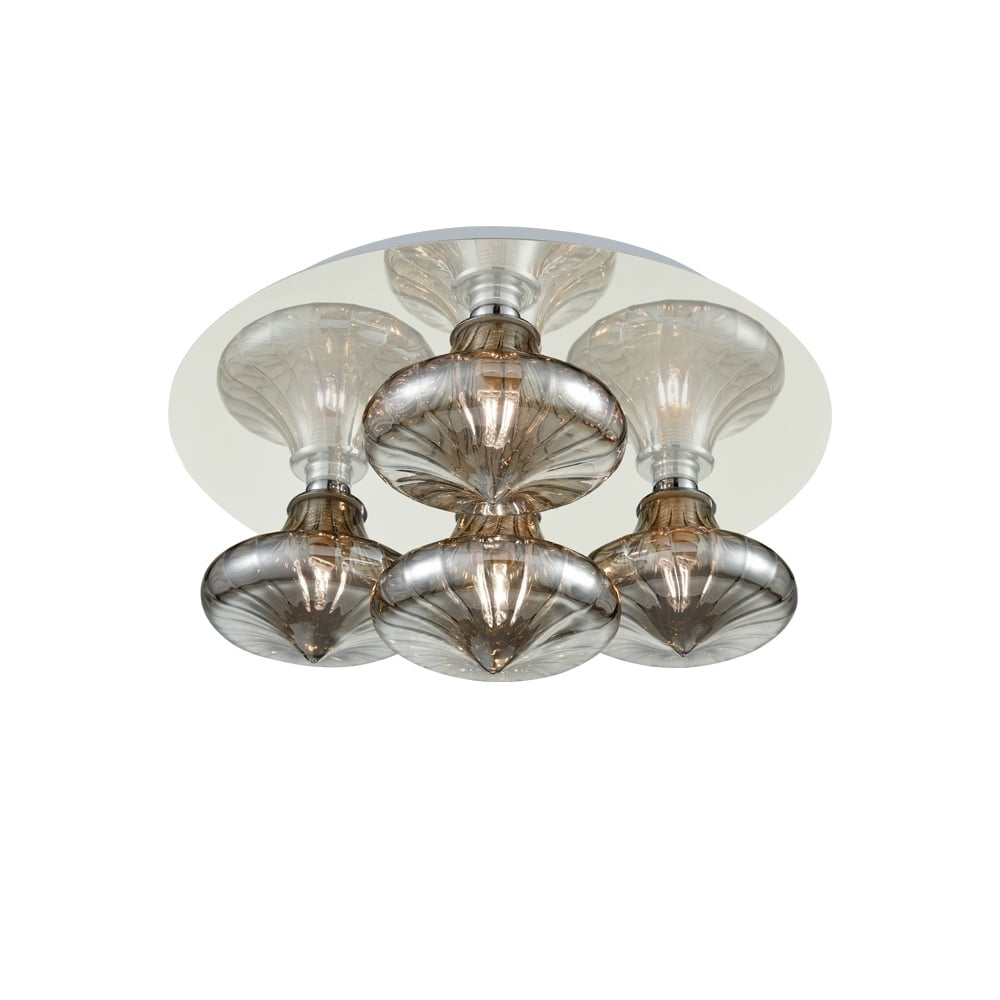 Bathroom LED Flush Ceiling Light In Chrome With Smoked Transparent Glasses IP44 FC5777/990