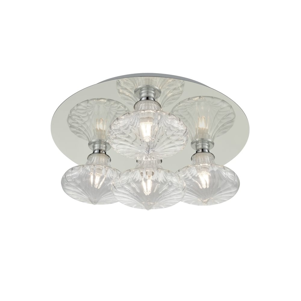 Bathroom LED Flush Ceiling Light In Chrome With Clear Transparent Glasses IP44 FC5777/989