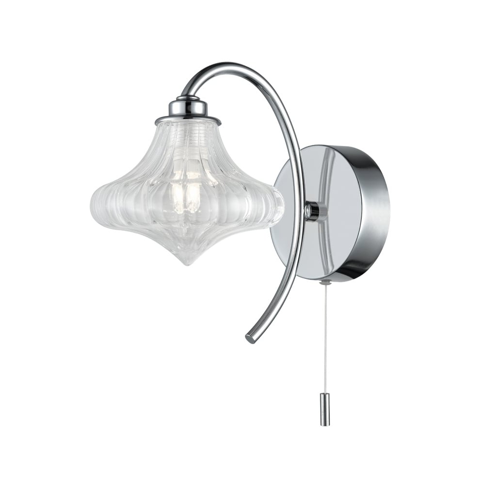 Bathroom LED Wall Light In Chrome With Clear Transparent Glass IP44 WB099/989