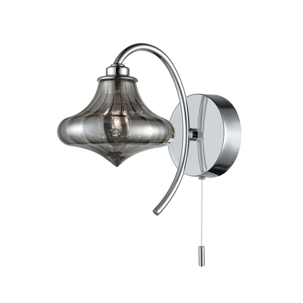 Bathroom LED Wall Light In Chrome With Smoked Transparent Glass IP44 WB099/990