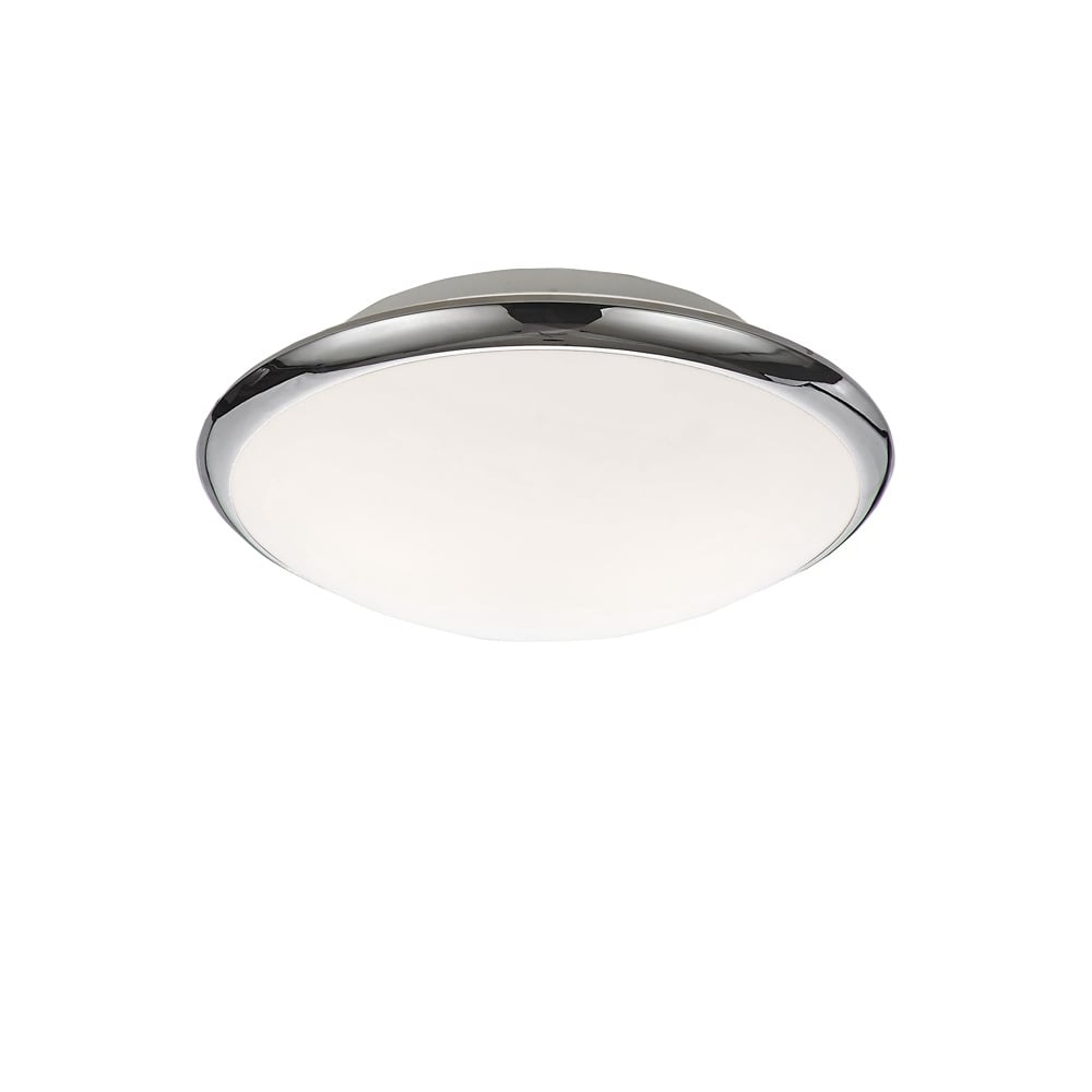 Bathroom Flush Ceiling Light In Chrome Finish With Matt White Glass IP44 FC5779