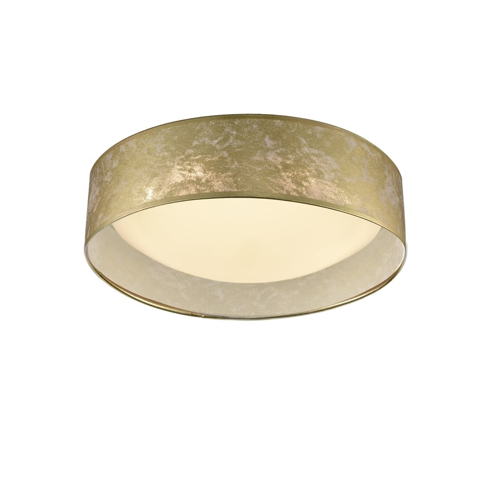 Stylish Flush Ceiling Light In Gold Leaf Effect Finish With Opal Diffuser FC5787